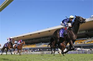 SYDNEY, AUSTRALIA - JUNE 18: Regan Bayliss on Kibou wins race 1 the ATC Bookmakers Recognition day Handicap during Sydney Racing at Rosehill Gardens on June 18, 2022 in Sydney, Australia. (Photo by Mark Evans/Getty Images)