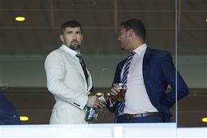 SYDNEY, AUSTRALIA - JUNE 18: Socceroos Captain and goalkeeper Mat Ryan (L), looks on during Sydney Racing at Rosehill Gardens on June 18, 2022 in Sydney, Australia. (Photo by Mark Evans/Getty Images)