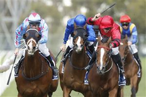 SYDNEY, AUSTRALIA - JUNE 18: William Pike on Naval Seal (L), wins race 4 the Furphy Handicap during Sydney Racing at Rosehill Gardens on June 18, 2022 in Sydney, Australia. (Photo by Mark Evans/Getty Images)