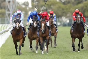 SYDNEY, AUSTRALIA - JUNE 18: William Pike on Naval Seal (L), wins race 4 the Furphy Handicap during Sydney Racing at Rosehill Gardens on June 18, 2022 in Sydney, Australia. (Photo by Mark Evans/Getty Images)