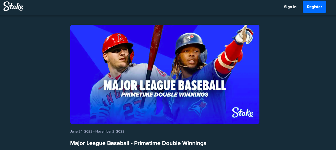 Major League Baseball - Primetime Double Winnings Stake