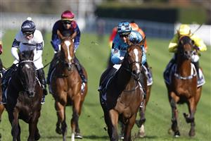 SYDNEY, AUSTRALIA - JULY 09: Sam Clipperton on Midnight In Tokyo wins race 1 the Home Affairs at Coolmore Handicap during Sydney Racing at Royal Randwick Racecourse on July 09, 2022 in Sydney, Australia. (Photo by Mark Evans/Getty Images)