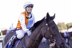 SYDNEY, AUSTRALIA - JULY 09: Winona Costin on Monfelicity returns to scale after winning race 5 the Midway Handicap during Sydney Racing at Royal Randwick Racecourse on July 09, 2022 in Sydney, Australia. (Photo by Mark Evans/Getty Images)