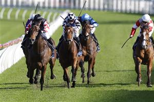SYDNEY, AUSTRALIA - JULY 09: Tim Clark on Conscript wins race 6 the Precise Air Handicap during Sydney Racing at Royal Randwick Racecourse on July 09, 2022 in Sydney, Australia. (Photo by Mark Evans/Getty Images)