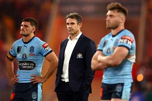 BRISBANE, AUSTRALIA - JULY 13: Blues coach Brad Fittler looks on after game three of the State of Origin Series between the Queensland Maroons and the New South Wales Blues at Suncorp Stadium on July 13, 2022, in Brisbane, Australia. (Photo by Chris Hyde/Getty Images)