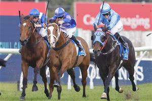 SYDNEY, AUSTRALIA - JULY 16: Jay Ford on Bold Mac wins race 7 the Victor Ludorum Darley Handicap during Sydney Racing at Rosehill Gardens on July 16, 2022 in Sydney, Australia. (Photo by Jenny Evans/Getty Images)