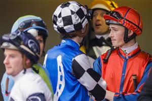 SYDNEY, AUSTRALIA - JULY 16: Tom Sherry (R) looks on during Sydney Racing at Rosehill Gardens on July 16, 2022 in Sydney, Australia. (Photo by Jenny Evans/Getty Images)