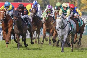 SYDNEY, AUSTRALIA - JULY 16: Brenton Avdulla (black colours) on So Country wins race 2 the Tab Highway Handicap during Sydney Racing at Rosehill Gardens on July 16, 2022 in Sydney, Australia. (Photo by Jenny Evans/Getty Images)