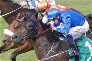 SYDNEY, AUSTRALIA - JULY 16: Hugh Bowman on Alcyone wins race 6 the Vinery Stallions Handicap during Sydney Racing at Rosehill Gardens on July 16, 2022 in Sydney, Australia. (Photo by Jenny Evans/Getty Images)