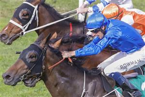 SYDNEY, AUSTRALIA - JULY 16: Hugh Bowman on Alcyone wins race 6 the Vinery Stallions Handicap during Sydney Racing at Rosehill Gardens on July 16, 2022 in Sydney, Australia. (Photo by Jenny Evans/Getty Images)