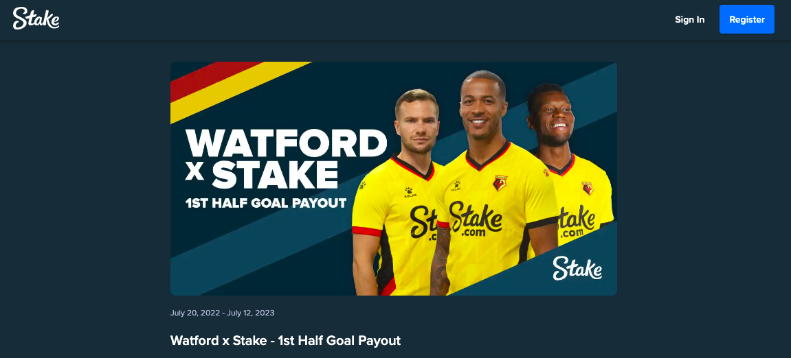 Watford 1st Half Goal Payout sa Stake