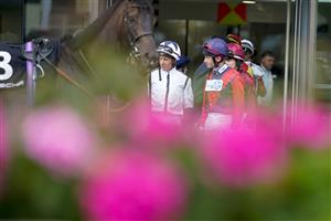 ASCOT, ENGLAND - JULY 23: A general view as jockeys leave the weighing room at Ascot Racecourse on July 23, 2022 in Ascot, England. (Photo by Alan Crowhurst/Getty Images)