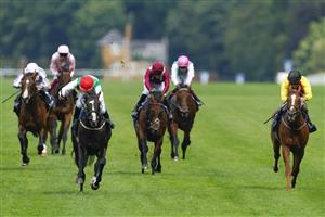 ASCOT, ENGLAND - JULY 23: PJ McDonald riding Pyledriver (red cap) win The King George VI And Queen Elizabeth Qipco Stakes from Rene Piechulek riding Torquator Tasso (yellow) at Ascot Racecourse on July 23, 2022 in Ascot, England. (Photo by Alan Crowhurst/Getty Images)