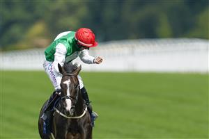 ASCOT, ENGLAND - JULY 23: PJ McDonald celebrates as he rides Pyledriver to win The King George VI And Queen Elizabeth Qipco Stakes at Ascot Racecourse on July 23, 2022 in Ascot, England. (Photo by Alan Crowhurst/Getty Images)