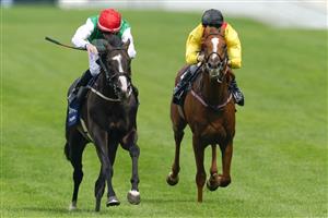 ASCOT, ENGLAND - JULY 23: PJ McDonald riding Pyledriver (red cap) win The King George VI And Queen Elizabeth Qipco Stakes from Rene Piechulek riding Torquator Tasso (yellow) at Ascot Racecourse on July 23, 2022 in Ascot, England. (Photo by Alan Crowhurst/Getty Images)