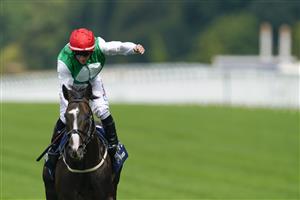 ASCOT, ENGLAND - JULY 23: PJ McDonald celebrates as he rides Pyledriver to win The King George VI And Queen Elizabeth Qipco Stakes at Ascot Racecourse on July 23, 2022 in Ascot, England. (Photo by Alan Crowhurst/Getty Images)