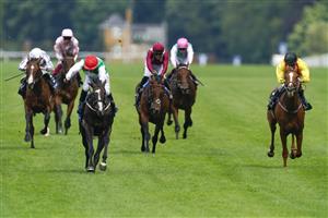 ASCOT, ENGLAND - JULY 23: PJ McDonald riding Pyledriver (red cap) win The King George VI And Queen Elizabeth Qipco Stakes from Rene Piechulek riding Torquator Tasso (yellow) at Ascot Racecourse on July 23, 2022 in Ascot, England. (Photo by Alan Crowhurst/Getty Images)
