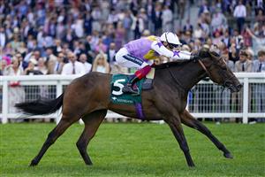 ASCOT, ENGLAND - JULY 23: Frankie Dettori riding Lezoo win The Princess Margaret Keeneland Stakes at Ascot Racecourse on July 23, 2022 in Ascot, England. (Photo by Alan Crowhurst/Getty Images)