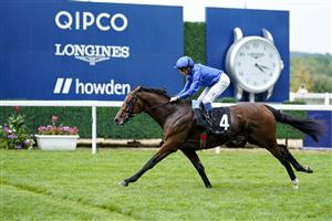 ASCOT, ENGLAND - JULY 23: William Buick riding Naval Power win The Flexjet Pat Eddery Stakes at Ascot Racecourse on July 23, 2022 in Ascot, England. (Photo by Alan Crowhurst/Getty Images)