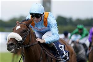 CHICHESTER, ENGLAND - JULY 27: Oisin Orr riding The Platinum Queen win The British EBF Alice Keppel Fillies' Conditions Stakes during day two of the Qatar Goodwood Festival at Goodwood Racecourse on July 27, 2022 in Chichester, England. (Photo by Alan Crowhurst/Getty Images)