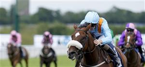 CHICHESTER, ENGLAND - JULY 27: Oisin Orr riding The Platinum Queen win The British EBF Alice Keppel Fillies' Conditions Stakes during day two of the Qatar Goodwood Festival at Goodwood Racecourse on July 27, 2022 in Chichester, England. (Photo by Alan Crowhurst/Getty Images)