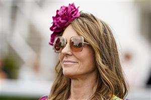 CHICHESTER, ENGLAND - JULY 27: Liz Hurley poses during day two of the Qatar Goodwood Festival at Goodwood Racecourse on July 27, 2022 in Chichester, England. (Photo by Alan Crowhurst/Getty Images)