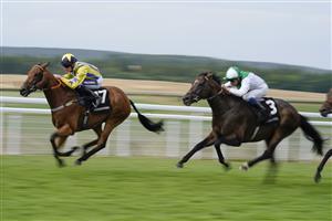 CHICHESTER, ENGLAND - JULY 27: Daniel Muscutt riding Lyndon B win The World Pool Handicap during day two of the Qatar Goodwood Festival at Goodwood Racecourse on July 27, 2022 in Chichester, England. (Photo by Alan Crowhurst/Getty Images)