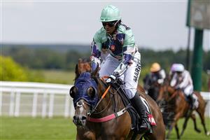 CHICHESTER, ENGLAND - JULY 28: Ashleigh Wicheard riding Dark Shot win The Markel Magnolia Cup during day three of the Qatar Goodwood Festival at Goodwood Racecourse on July 28, 2022 in Chichester, England. (Photo by Alan Crowhurst/Getty Images)