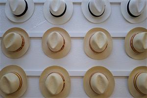 CHICHESTER, ENGLAND - JULY 28: Panama hats in the shop during day three of the Qatar Goodwood Festival at Goodwood Racecourse on July 28, 2022 in Chichester, England. (Photo by Alan Crowhurst/Getty Images)