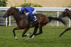 CHICHESTER, ENGLAND - JULY 28: William Buick riding New London (blue) win The John Pearce Racing Gordon Stakes during day three of the Qatar Goodwood Festival at Goodwood Racecourse on July 28, 2022 in Chichester, England. (Photo by Alan Crowhurst/Getty Images)