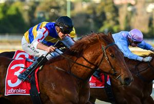 MELBOURNE, AUSTRALIA - JULY 30: Billy Egan riding Jimmy The Bear winning Race 7, the Ladbrokes Handicap, during Melbourne Racing at Moonee Valley Racecourse on July 30, 2022 in Melbourne, Australia. (Photo by Vince Caligiuri/Getty Images)