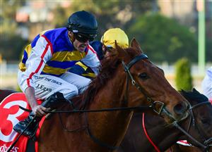 MELBOURNE, AUSTRALIA - JULY 30: Billy Egan riding Jimmy The Bear winning Race 7, the Ladbrokes Handicap, during Melbourne Racing at Moonee Valley Racecourse on July 30, 2022 in Melbourne, Australia. (Photo by Vince Caligiuri/Getty Images)