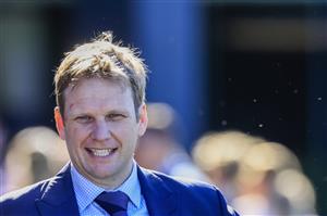SYDNEY, AUSTRALIA - JULY 30: Trainer Bjorn Baker smiles after winning race 5 the Nswroa Trophy during Sydney Racing at Rosehill Gardens on July 30, 2022 in Sydney, Australia. (Photo by Mark Evans/Getty Images)