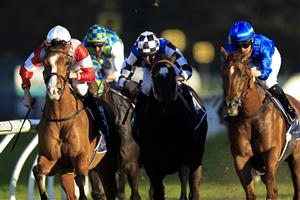 SYDNEY, AUSTRALIA - JULY 30: Jason Collett (red sleeves) on Easy Single wins race 9 the Bill Picken Oam Handicap during Sydney Racing at Rosehill Gardens on July 30, 2022 in Sydney, Australia. (Photo by Mark Evans/Getty Images)