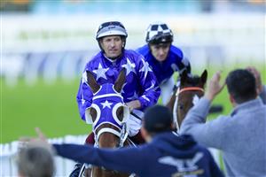 SYDNEY, AUSTRALIA - JULY 30: Hugh Bowman on Sur La Mer returns to scale after winning race 10 the Atc Thank You Trainers Handicap during Sydney Racing at Rosehill Gardens on July 30, 2022 in Sydney, Australia. (Photo by Mark Evans/Getty Images)