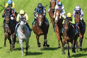 SYDNEY, AUSTRALIA - JULY 30: James McDonald (yellow cap, lime sleeves) on Molly Nails wins race 1 the Tab Highway Handicap during Sydney Racing at Rosehill Gardens on July 30, 2022 in Sydney, Australia. (Photo by Mark Evans/Getty Images)
