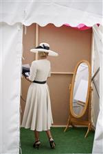 YORK, ENGLAND - AUGUST 18: Getting prepared for the 'Best Dressed' show at York Racecourse on August 18, 2022 in York, England. (Photo by Alan Crowhurst/Getty Images)