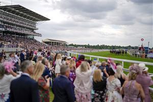 YORK, ENGLAND - AUGUST 18: A general view as runner scross the line in The Goffs UK Harry Beeby Premier Yearling Stakes at York Racecourse on August 18, 2022 in York, England. (Photo by Alan Crowhurst/Getty Images)