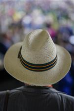 YORK, ENGLAND - AUGUST 18: A racegoer watches the action at York Racecourse on August 18, 2022 in York, England. (Photo by Alan Crowhurst/Getty Images)