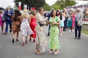 YORK, ENGLAND - AUGUST 18: Colour and fashion at York Racecourse on August 18, 2022 in York, England. (Photo by Alan Crowhurst/Getty Images)