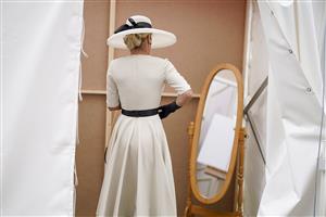 YORK, ENGLAND - AUGUST 18: Getting prepared for the 'Best Dressed' show at York Racecourse on August 18, 2022 in York, England. (Photo by Alan Crowhurst/Getty Images)