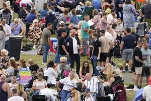 YORK, ENGLAND - AUGUST 20: Saturday afternoon in the Clocktower Enclosure at York Racecourse on August 20, 2022 in York, England. (Photo by Alan Crowhurst/Getty Images)