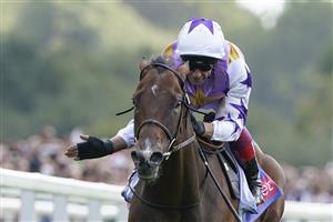 YORK, ENGLAND - AUGUST 20: Frankie Dettori riding Kinross win The Sky Bet City Of York Stakes at York Racecourse on August 20, 2022 in York, England. (Photo by Alan Crowhurst/Getty Images)