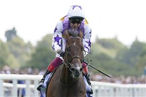 YORK, ENGLAND - AUGUST 20: Frankie Dettori riding Kinross win The Sky Bet City Of York Stakes at York Racecourse on August 20, 2022 in York, England. (Photo by Alan Crowhurst/Getty Images)