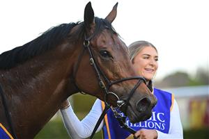 MELBOURNE, AUSTRALIA - AUGUST 27: Snapdancer after winning Race 8, the Magic Millions Memsie Stakes, during Melbourne Racing at Caulfield Racecourse on August 27, 2022 in Melbourne, Australia. (Photo by Vince Caligiuri/Getty Images)