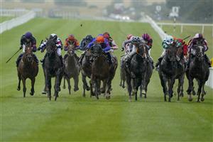 KILDARE, IRELAND - SEPTEMBER 11: Andrew Slattery riding Dexter Belle (grey, checked cap) win The Irish Stallion Farms EBF 'Bold Lad' Sprint Handicap at Curragh Racecourse on September 11, 2022 in Kildare, Ireland. (Photo by Alan Crowhurst/Getty Images)