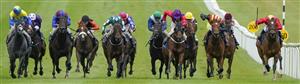 KILDARE, IRELAND - SEPTEMBER 11: Jason Hart riding Highfield Princess (R, red) win The Al Basti Equiworld, Dubai Flying Five Stakes at Curragh Racecourse on September 11, 2022 in Kildare, Ireland. (Photo by Alan Crowhurst/Getty Images)