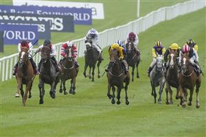 KILDARE, IRELAND - SEPTEMBER 11: Ryan Moore riding Kyprios (L) win The Comer Group International Irish St. Leger at Curragh Racecourse on September 11, 2022 in Kildare, Ireland. (Photo by Alan Crowhurst/Getty Images)