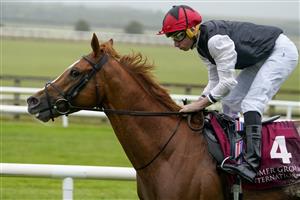 KILDARE, IRELAND - SEPTEMBER 11: Ryan Moore riding Kyprios win The Comer Group International Irish St. Leger at Curragh Racecourse on September 11, 2022 in Kildare, Ireland. (Photo by Alan Crowhurst/Getty Images)