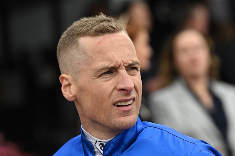 MELBOURNE, AUSTRALIA - SEPTEMBER 10: Blake Shinn riding Spacewalk after winning Race 1, the Winning Edge Poseidon Stakes but lost race on protest during Melbourne Racing at Flemington Racecourse on September 10, 2022 in Melbourne, Australia. (Photo by Vince Caligiuri/Getty Images)